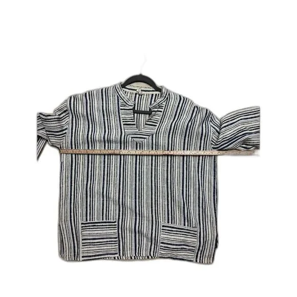 Grigoropoulos Kyriakos Stripe Greek Poncho Short Sleeve XL Vacation Coverup - Picture 5 of 6